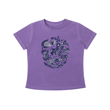 Botanical Blue Folk Art Graphic Tee