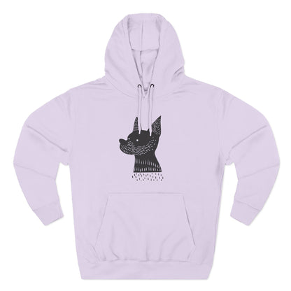 Minimalist Dog Silhouette Hoodie – Linocut Style Graphic Sweatshirt