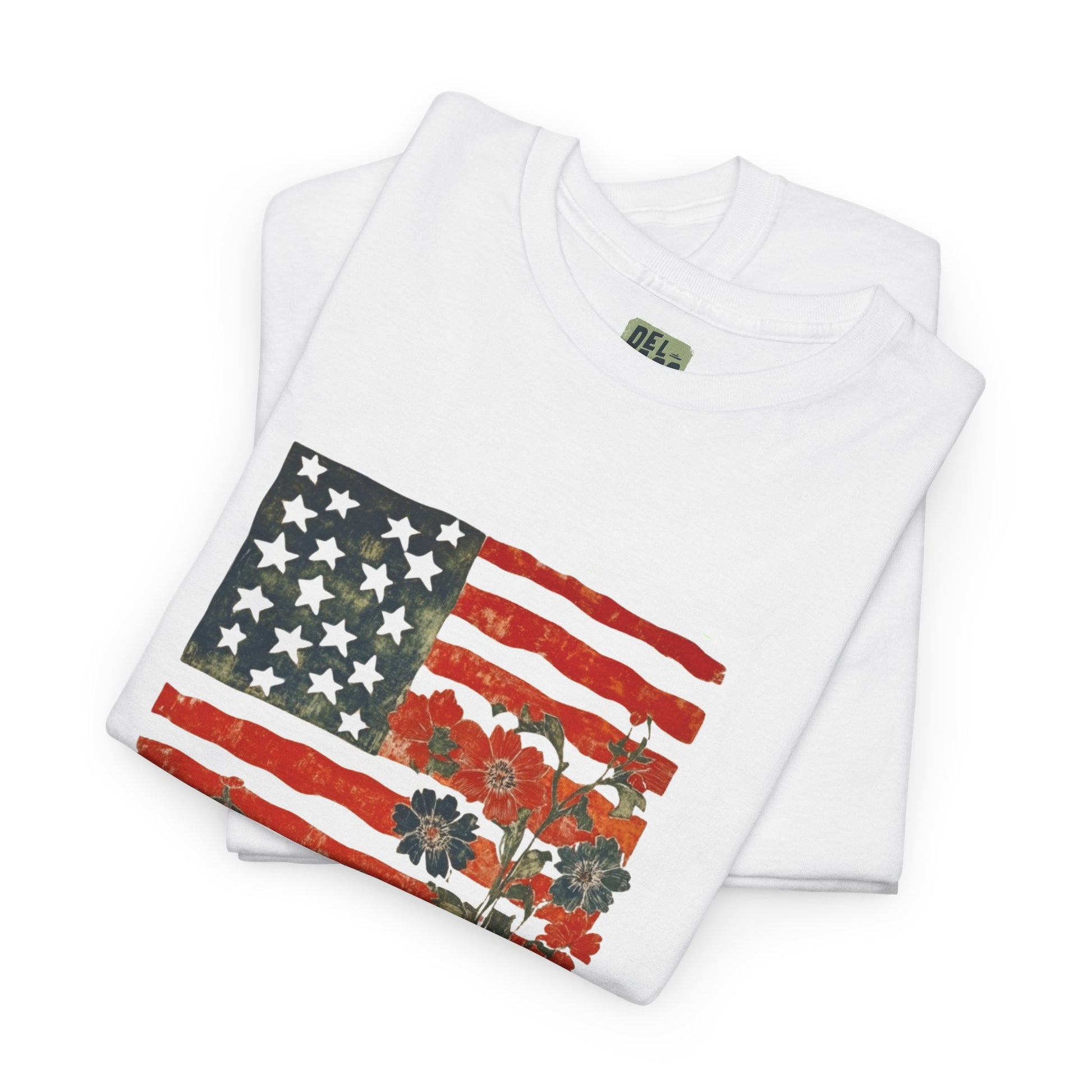 Vintage Floral American Flag Tee image 1