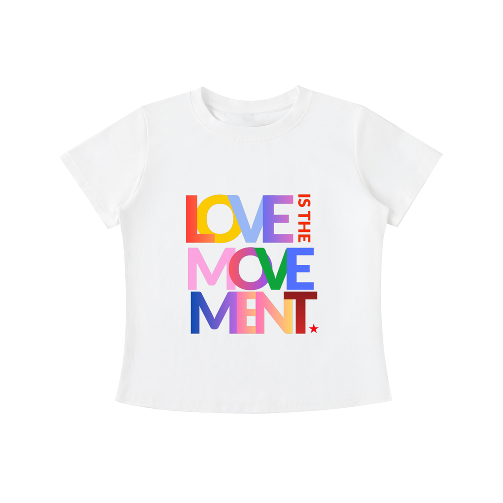 White Love Is the Movement graphic t-shirt featuring uplifting artwork inspired by kindness, unity, and positive self-expression.