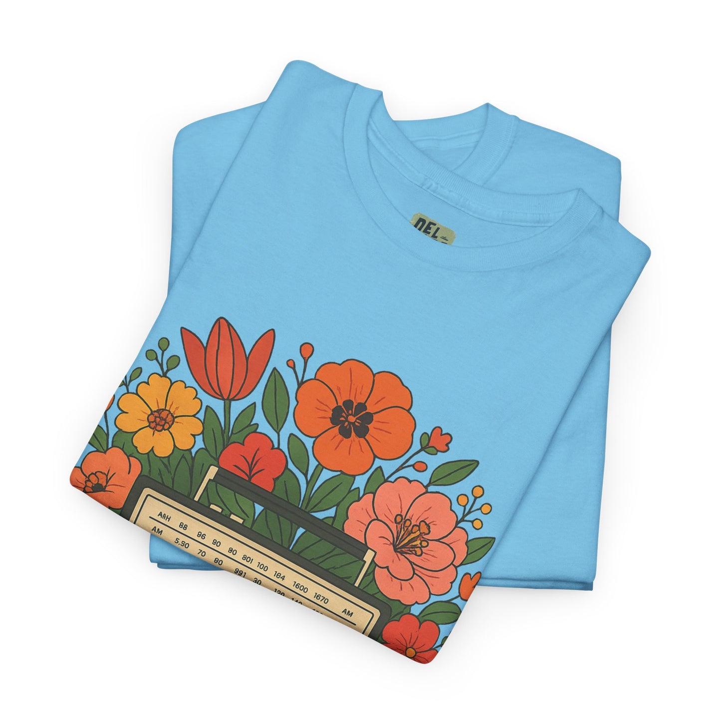 Vintage Floral Boombox Unisex Heavy Cotton Tee