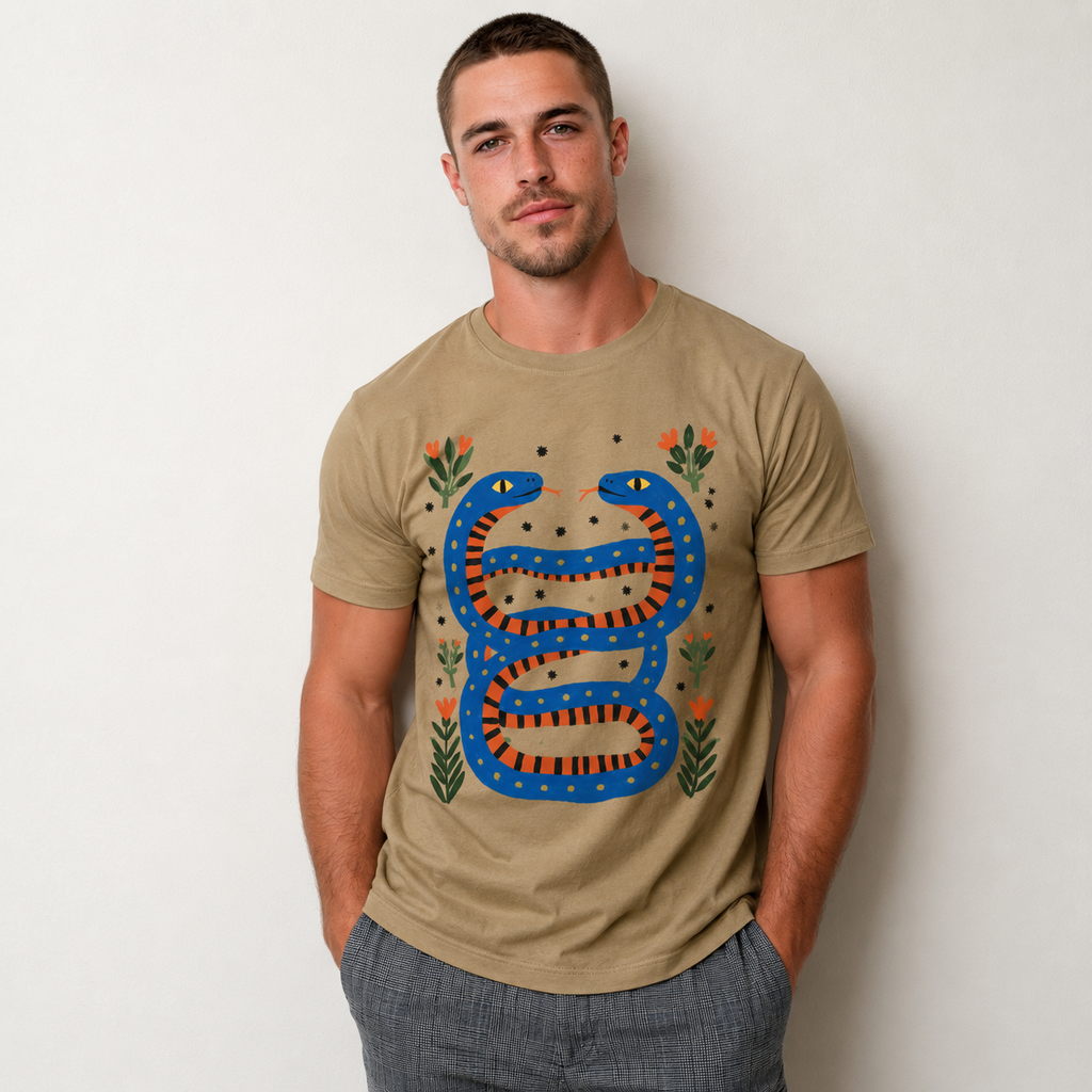 Twin Serpents Seamless Cotton T-Shirt
