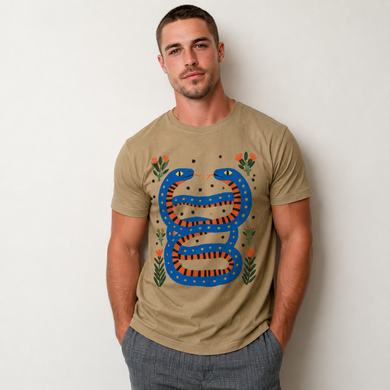 Twin Serpents Seamless Cotton T-Shirt