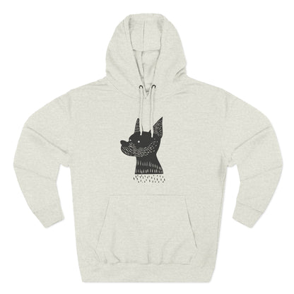 Minimalist Dog Silhouette Hoodie – Linocut Style Graphic Sweatshirt