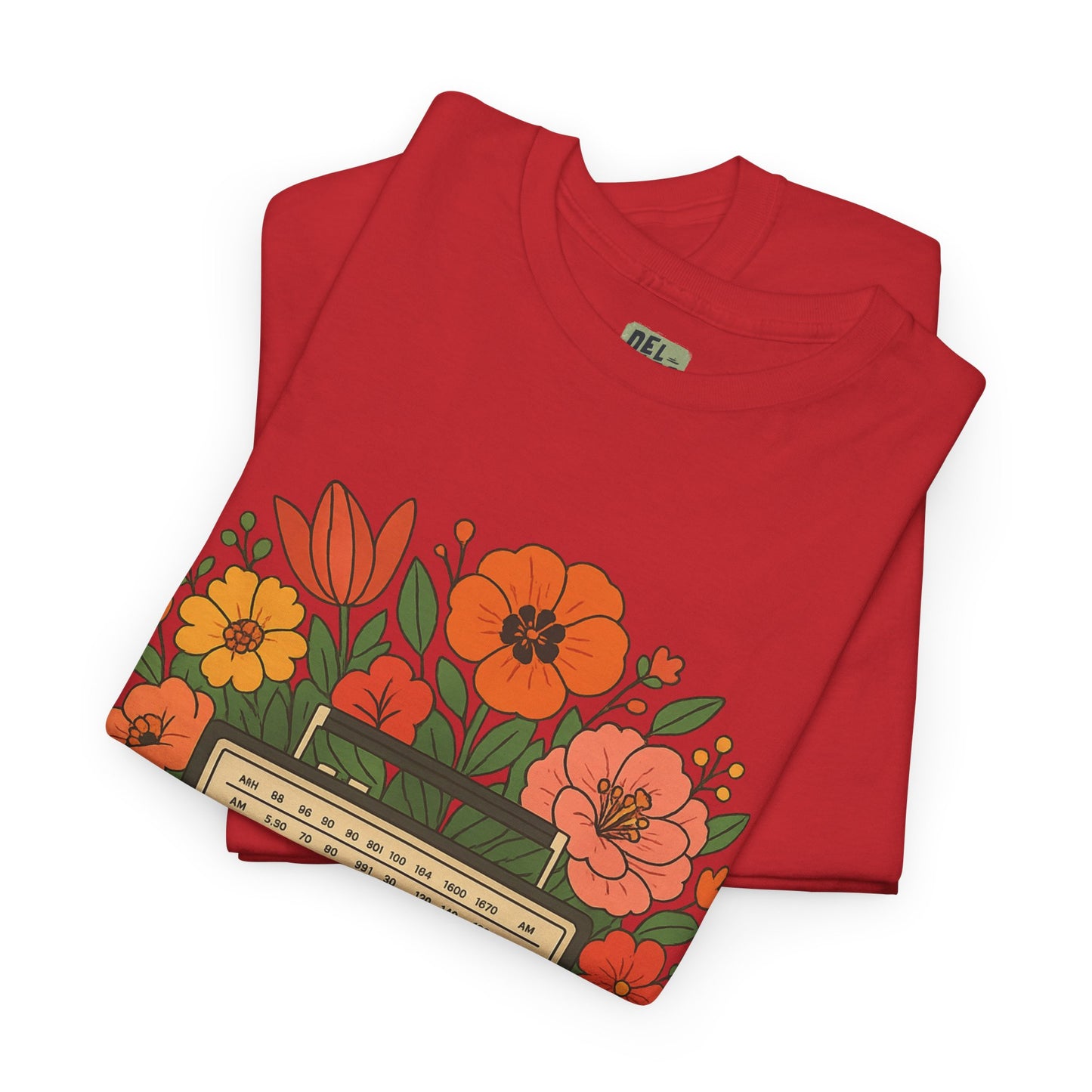 Vintage Floral Boombox Unisex Heavy Cotton Tee