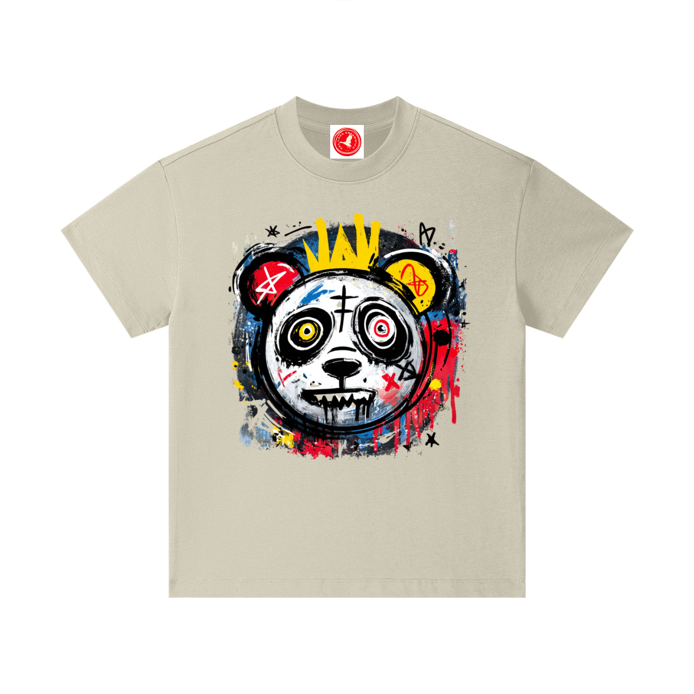 Colorful Circus Panda graphic printed on oversized cotton kids t-shirt