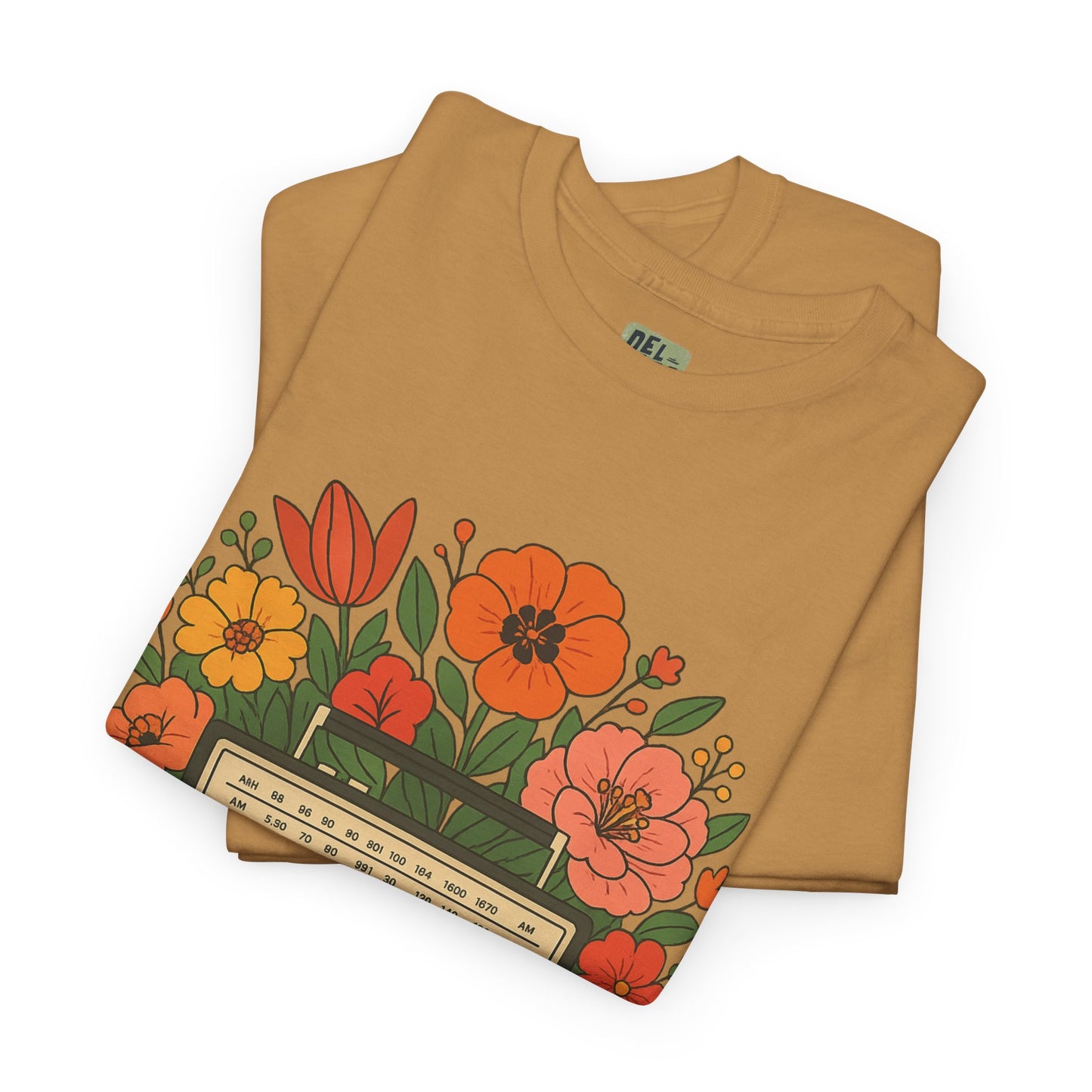Vintage Floral Boombox Unisex Heavy Cotton Tee