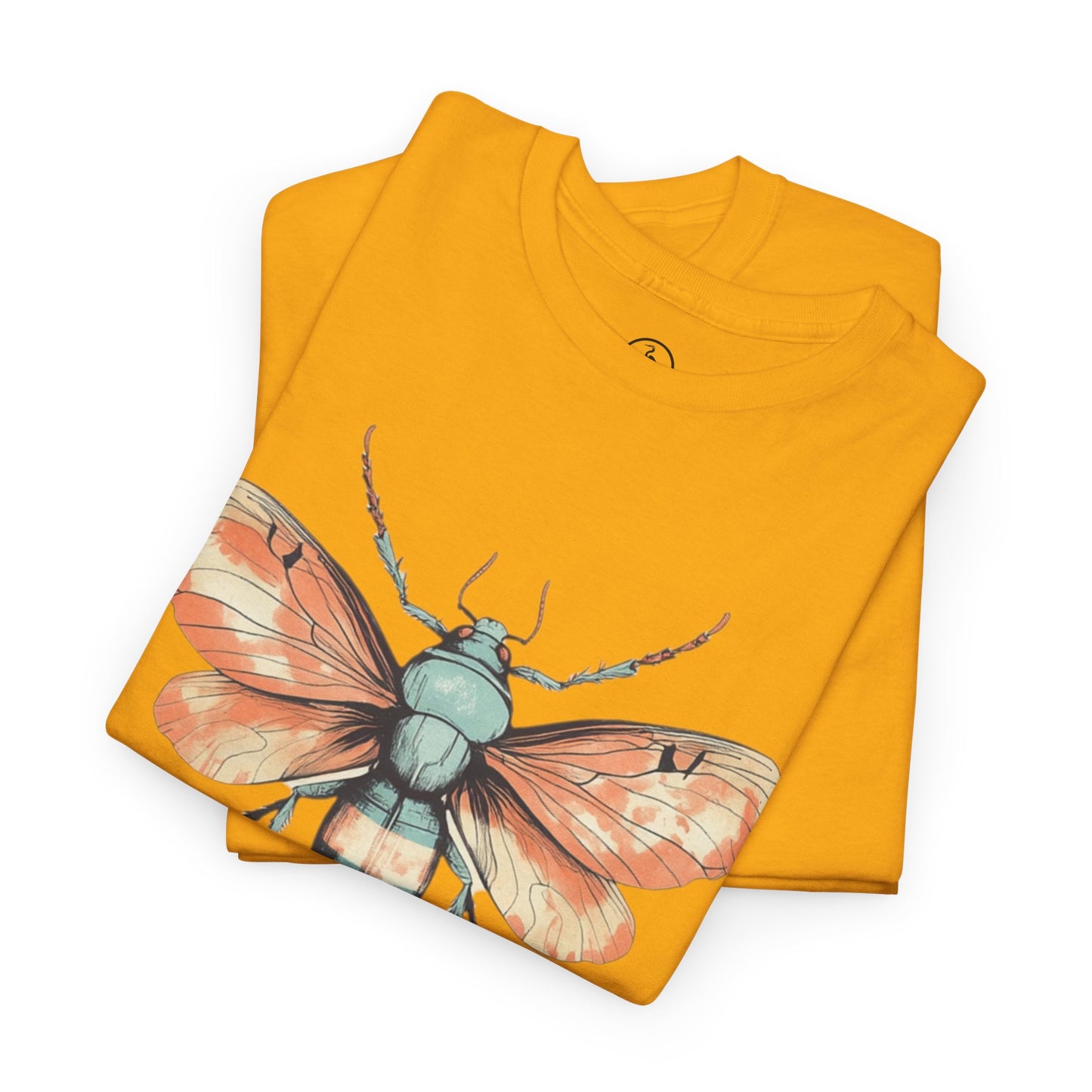 Nature-Inspired Unisex Heavy Cotton Tee with Vintage Bee Design