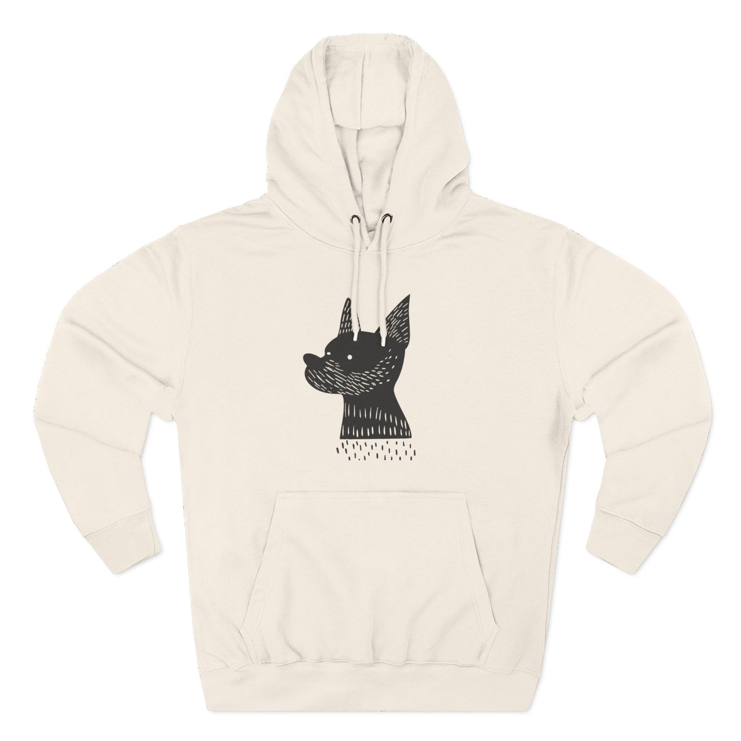 Minimalist Dog Silhouette Hoodie – Linocut Style Graphic Sweatshirt