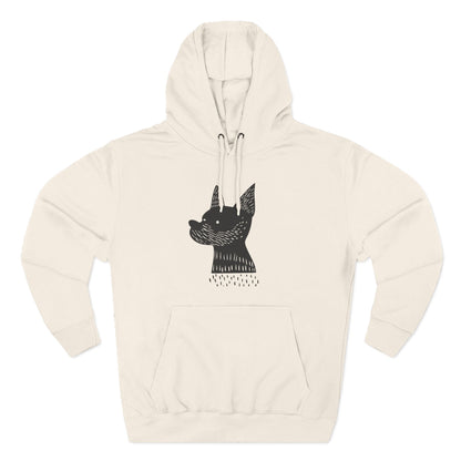 Minimalist Dog Silhouette Hoodie – Linocut Style Graphic Sweatshirt