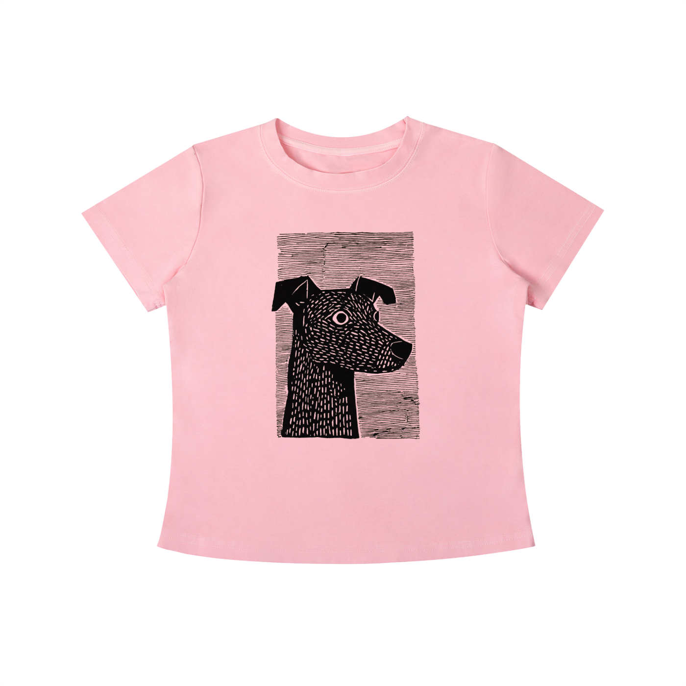 Pink Minimalist Dog Sketch graphic t-shirt featuring hand-drawn dog artwork inspired by pet lovers and simple modern design.
