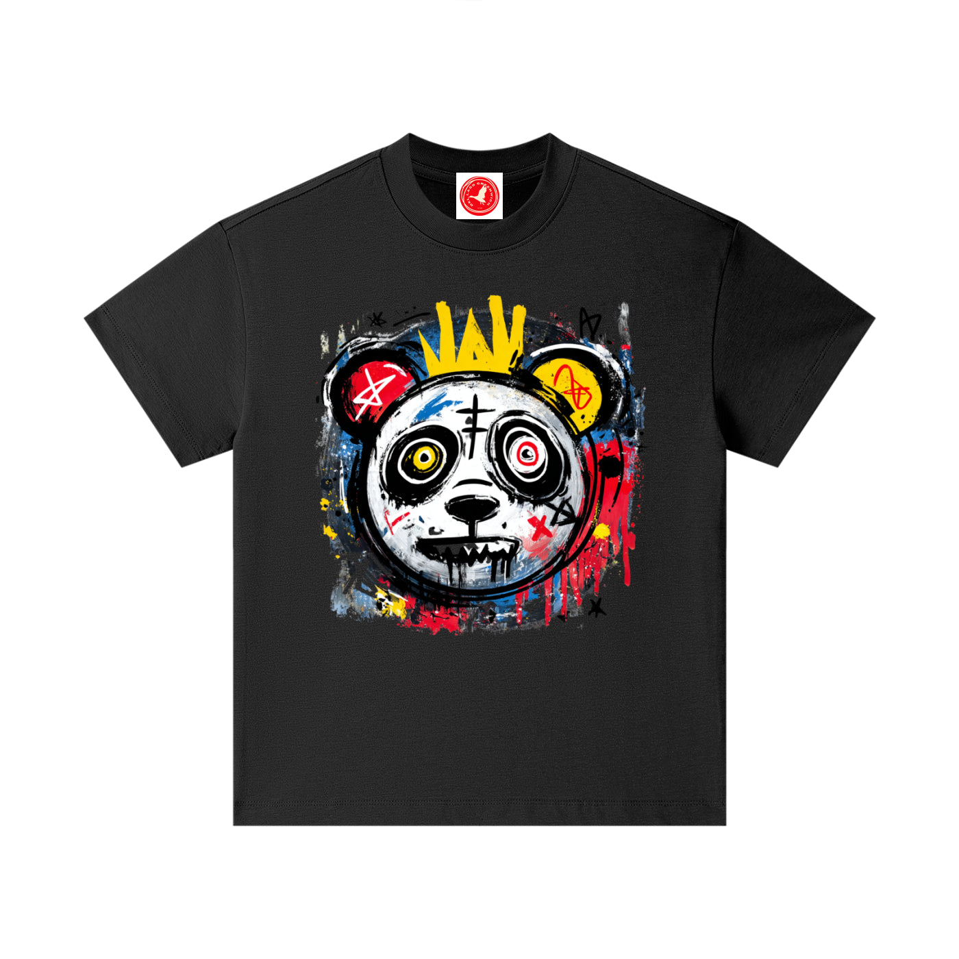 Colorful Circus Panda graphic printed on oversized cotton kids t-shirt