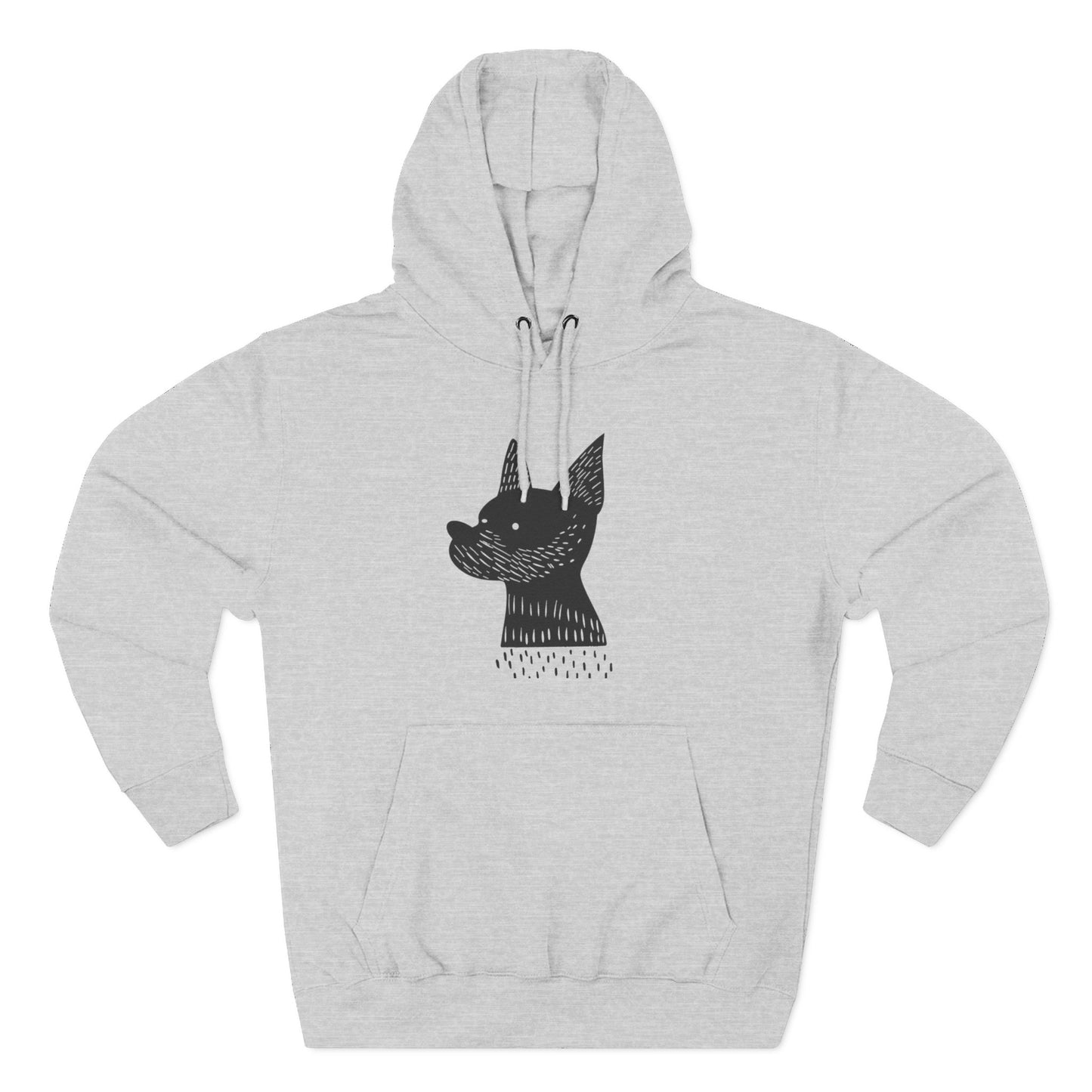 Minimalist Dog Silhouette Hoodie – Linocut Style Graphic Sweatshirt