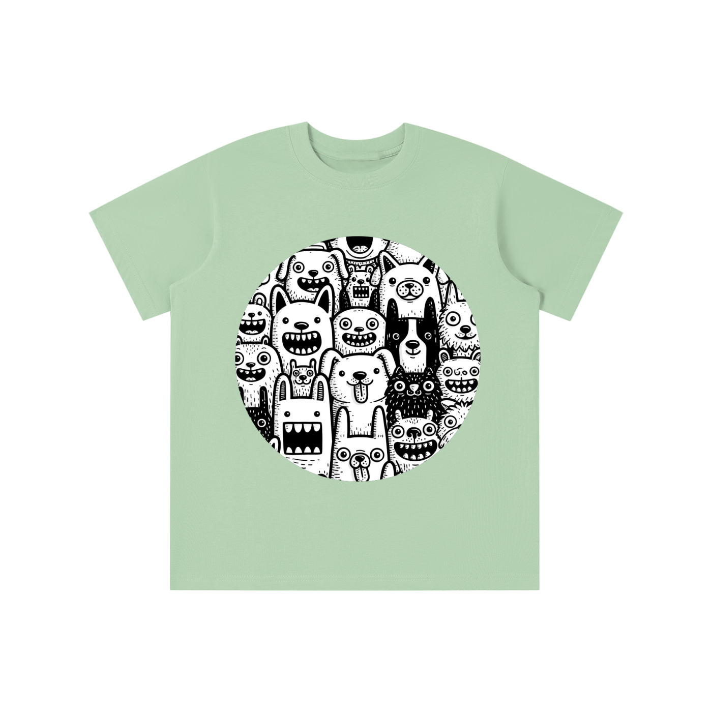 Monster Crowd graphic printed on cotton t-shirt available in multiple colors