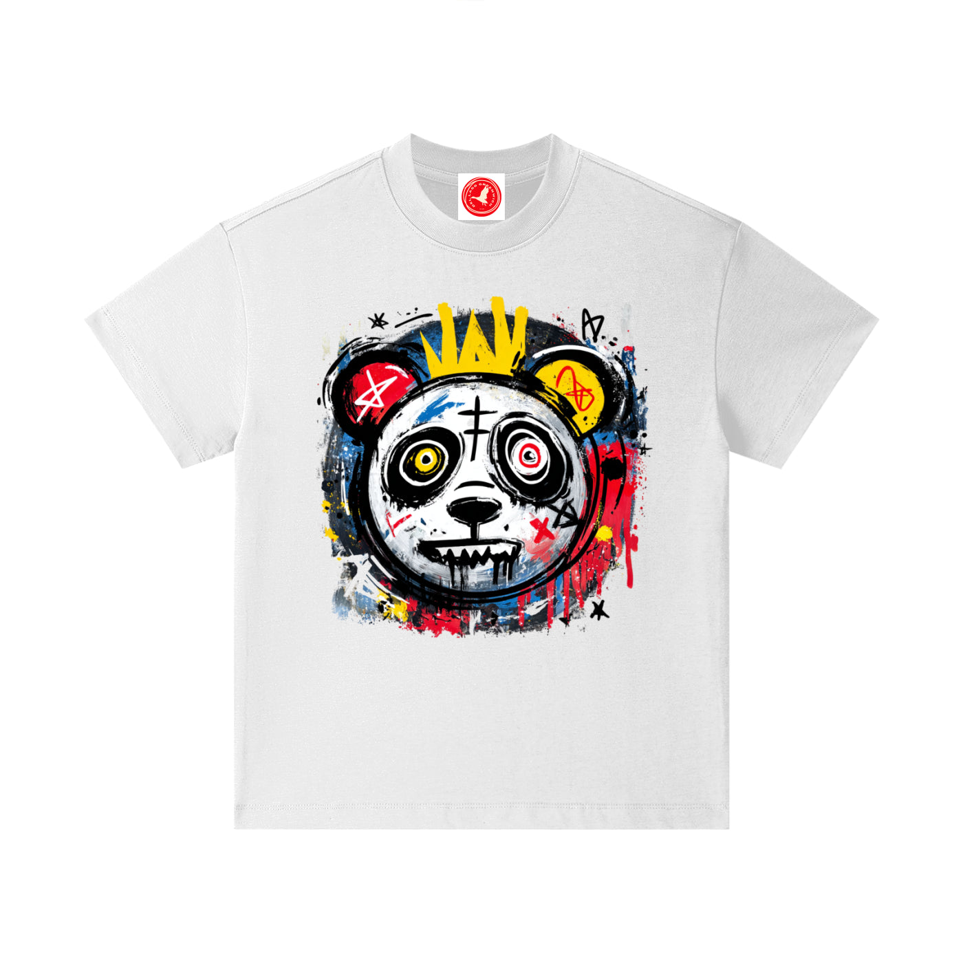 Colorful Circus Panda graphic printed on oversized cotton kids t-shirt