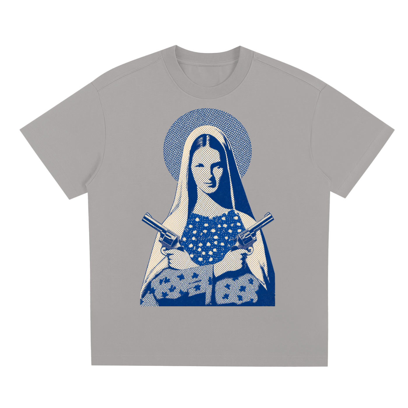 Gray Vintage-inspired graphic t-shirt featuring western artwork blending outlaw spirit with timeless Americana style.