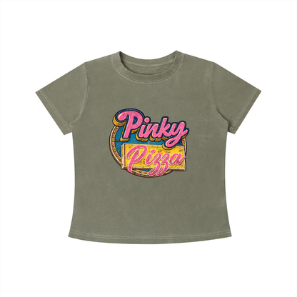 Pinky Pizza graphic tee featuring a colorful retro diner-inspired design.