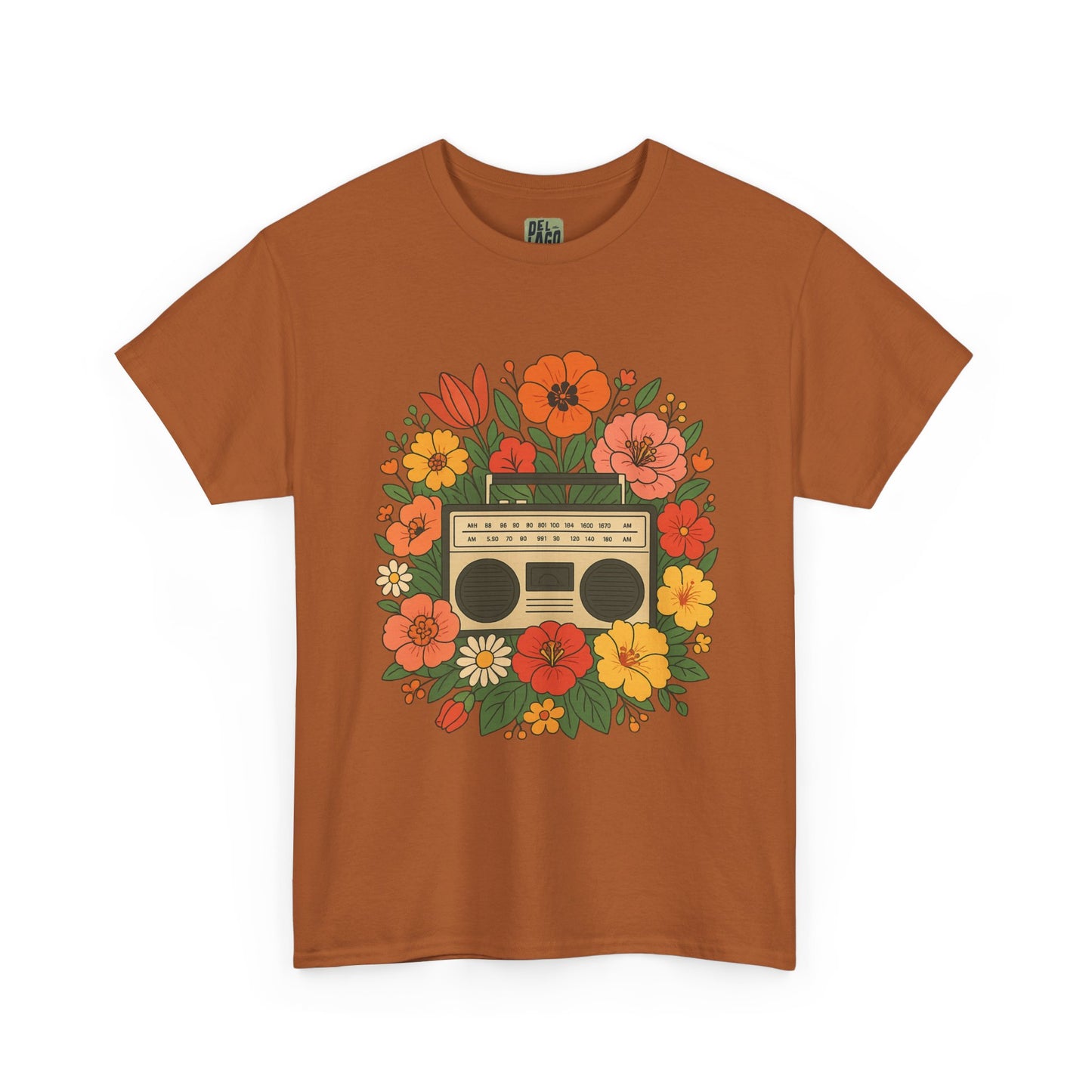 Vintage Floral Boombox Unisex Heavy Cotton Tee