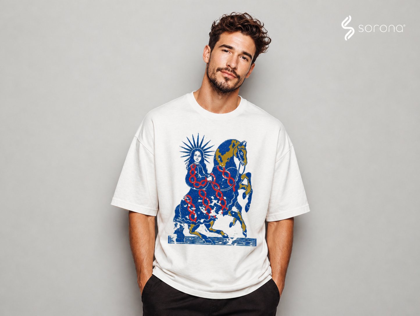 Celestial Rider graphic t-shirt featuring artistic rider artwork inspired by adventure, freedom, and open horizons.