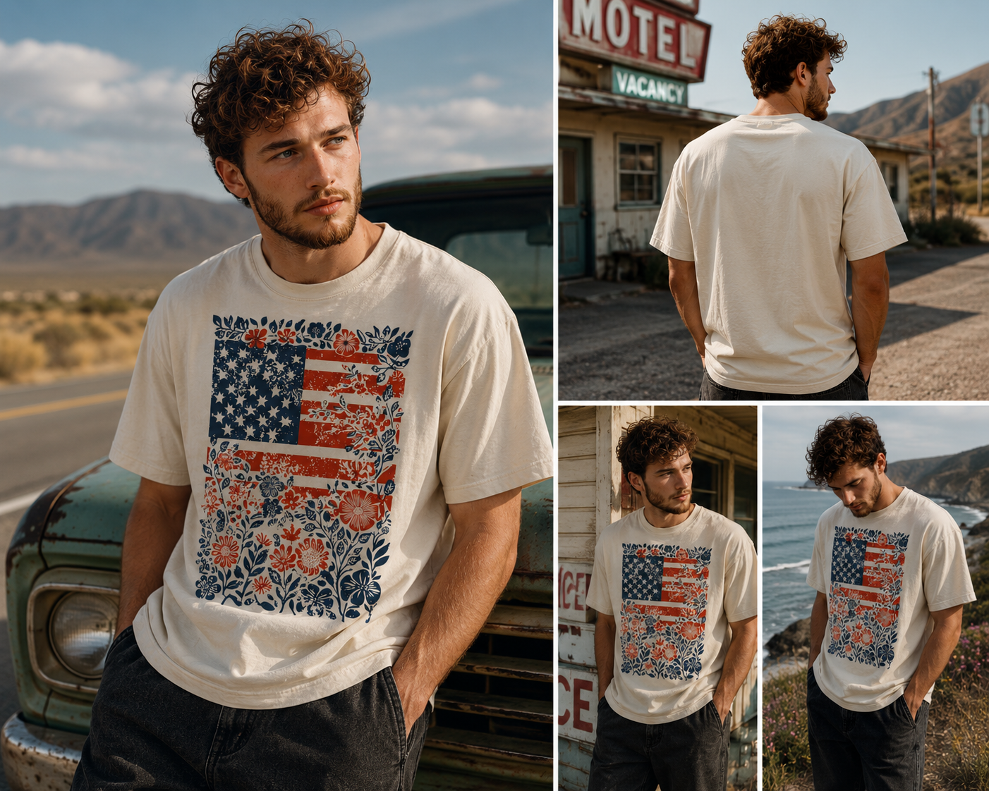 Floral Americana Flag Tee