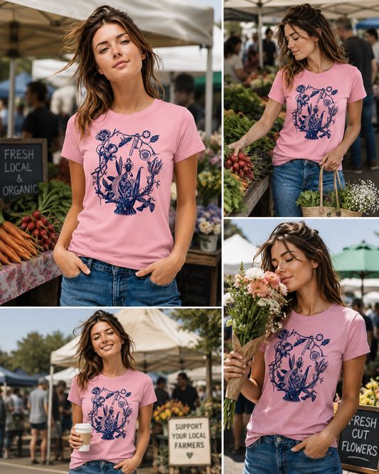 Vintage Bluebird Floral Slim Tee