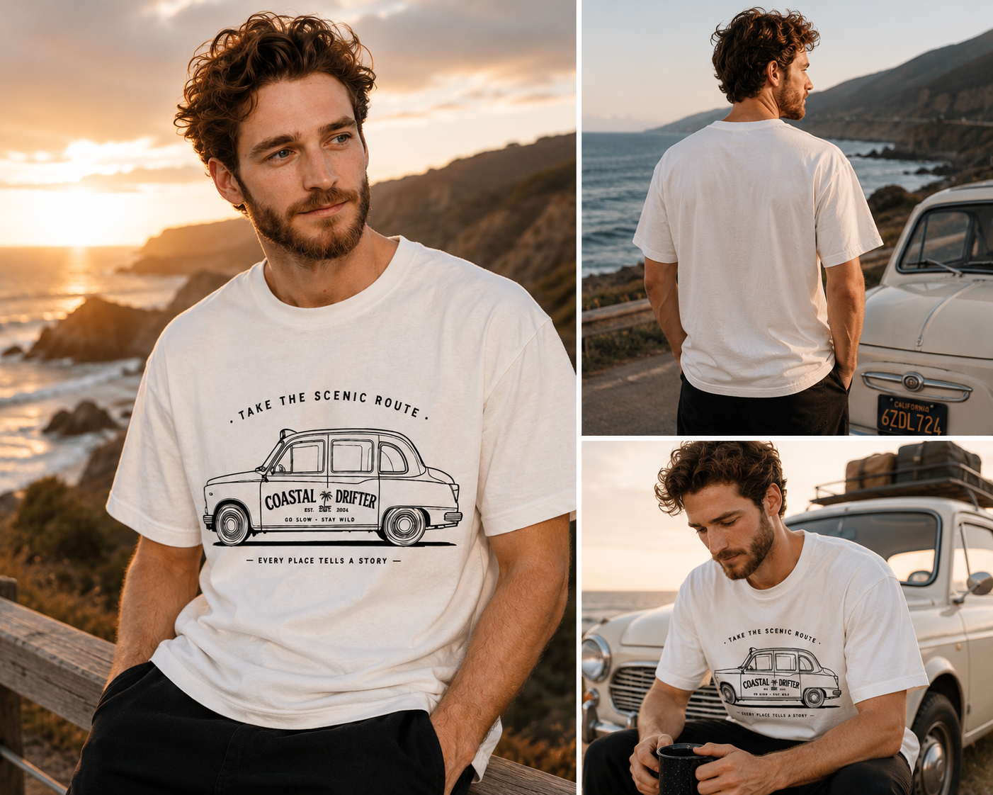Coastal lifestyle graphic t-shirt featuring beach-inspired artwork for ocean lovers and adventure seekers