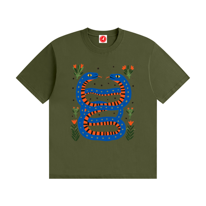Twin Serpents Seamless Cotton T-Shirt