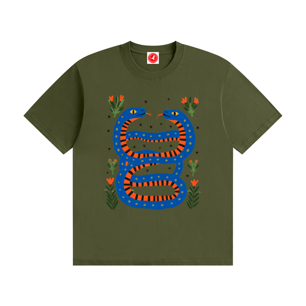 Twin Serpents Seamless Cotton T-Shirt