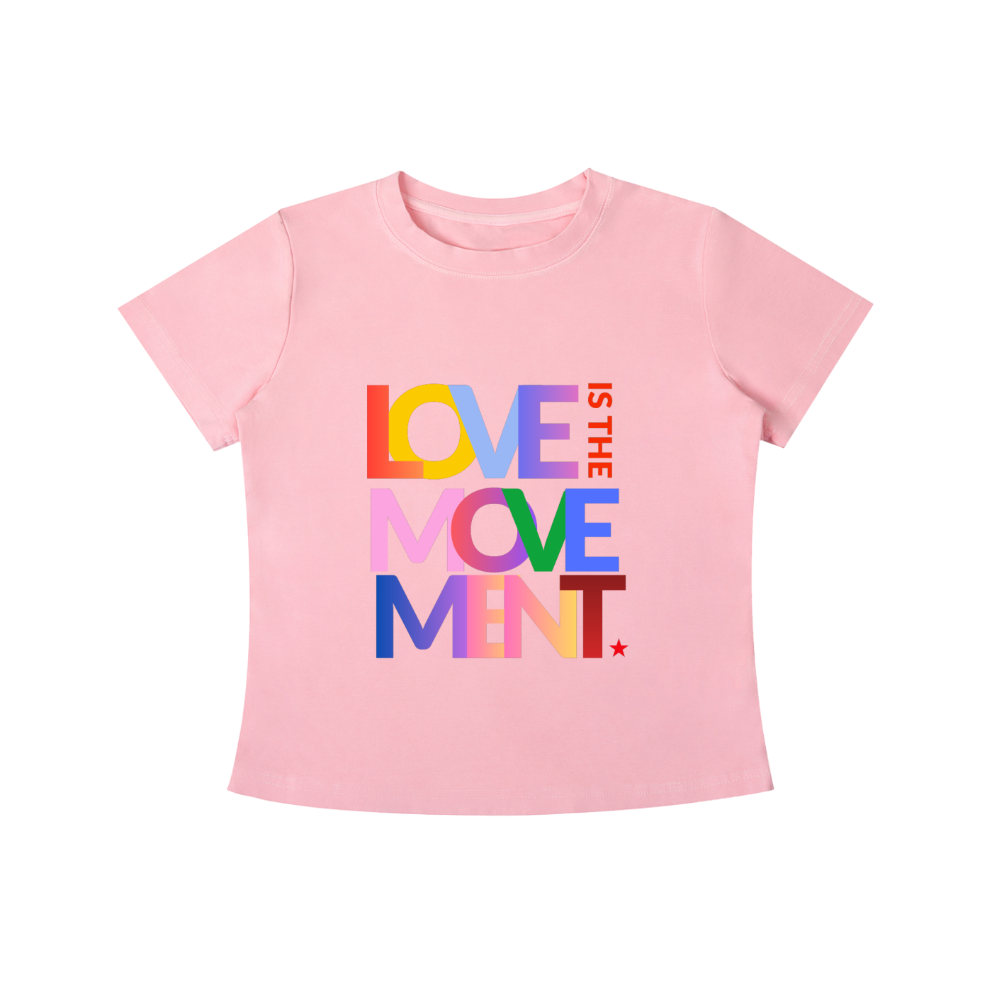 Pink Love Is the Movement graphic t-shirt featuring uplifting artwork inspired by kindness, unity, and positive self-expression.