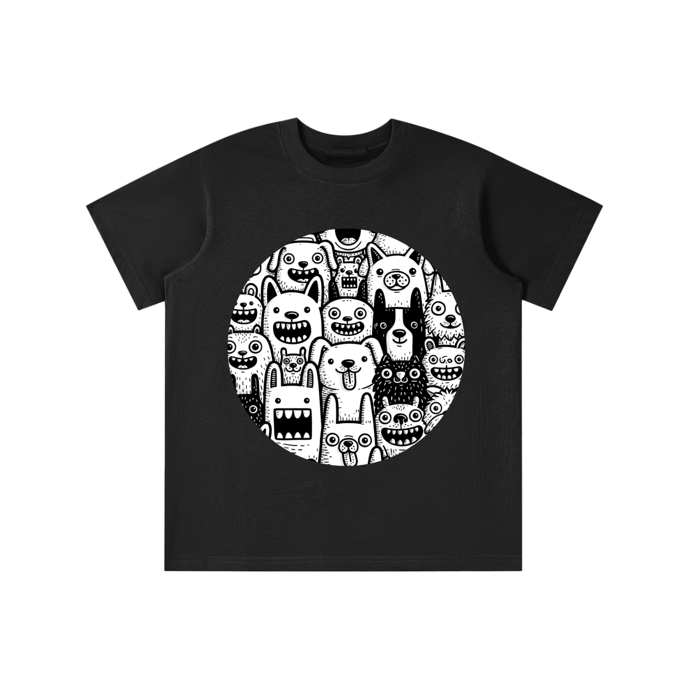 Monster Crowd graphic printed on cotton t-shirt available in multiple colors
