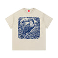 Beige Vintage Botanical Bird graphic t-shirt featuring botanical bird artwork inspired by nature and vintage illustration.