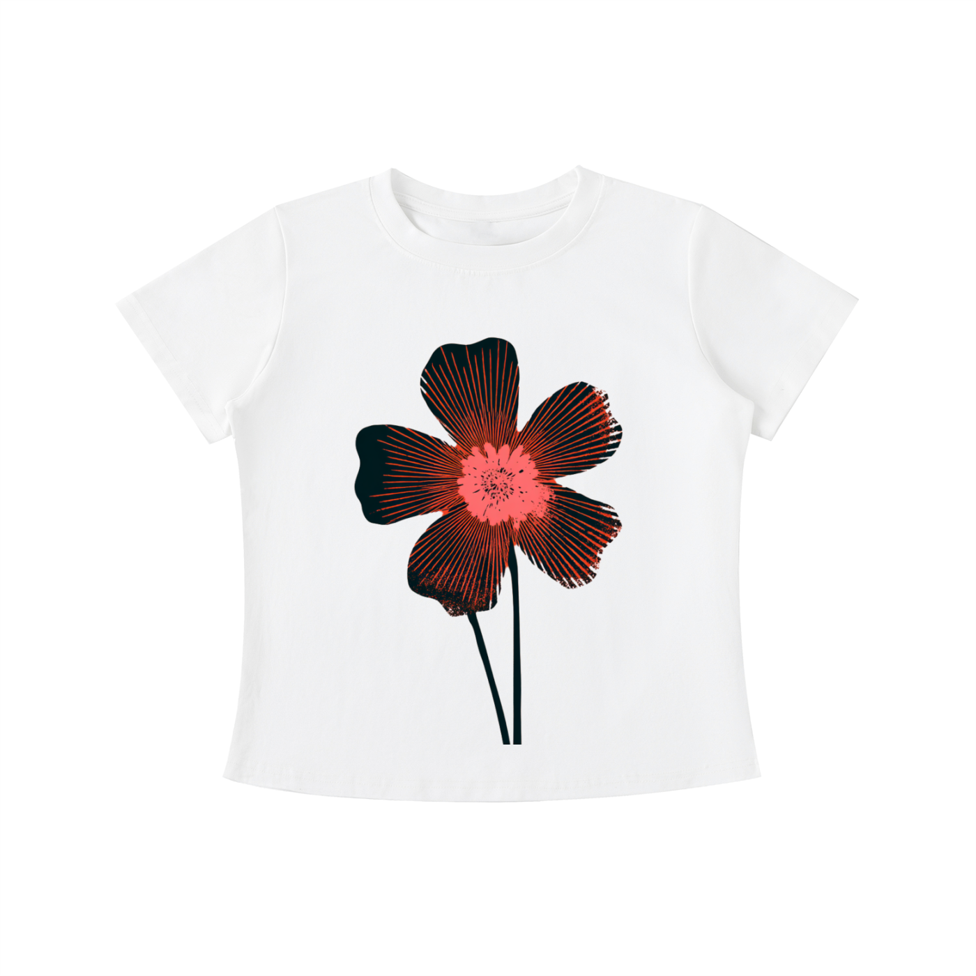 White Midnight Bloom graphic t-shirt featuring floral artwork inspired by wildflowers, moonlit gardens, and natural beauty.