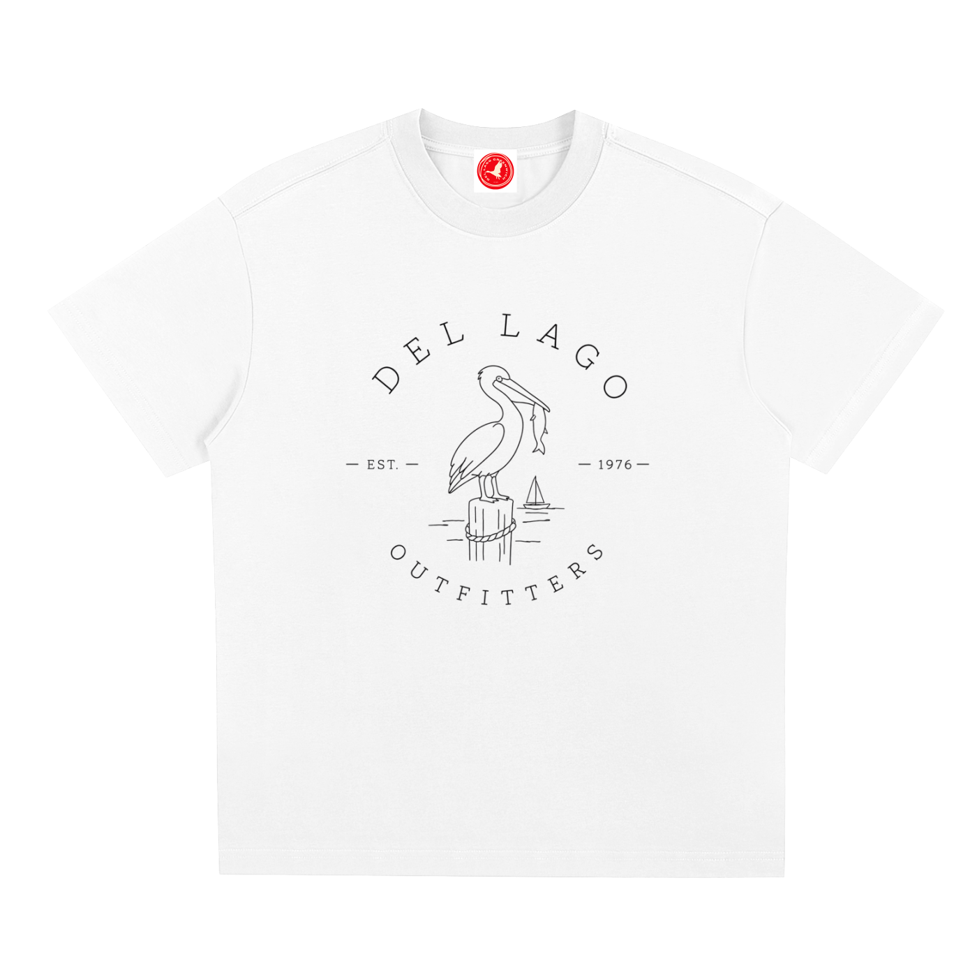 White Pelican graphic t-shirt featuring original coastal bird artwork inspired by beach living and nature.