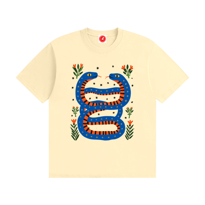 Twin Serpents Seamless Cotton T-Shirt