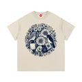 White Floral Birds Circle graphic t-shirt featuring botanical bird artwork arranged in a decorative floral design.