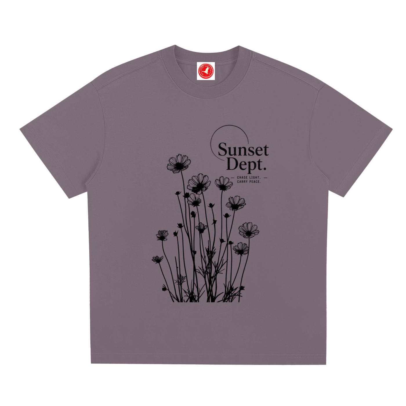 Gray Desert-inspired graphic t-shirt featuring artistic landscape artwork blending desert scenery with coastal influences.