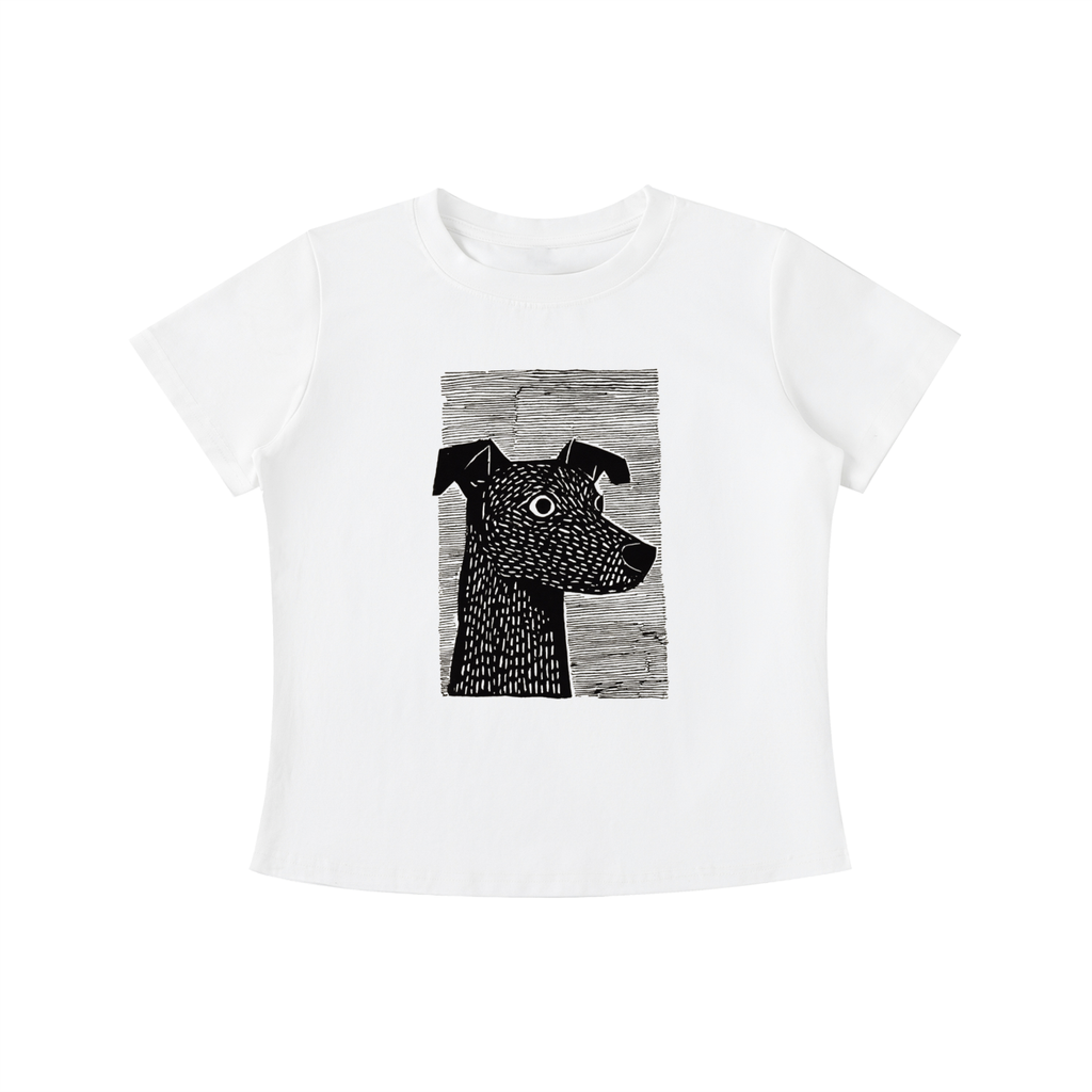 White Minimalist Dog Sketch graphic t-shirt featuring hand-drawn dog artwork inspired by pet lovers and simple modern design.