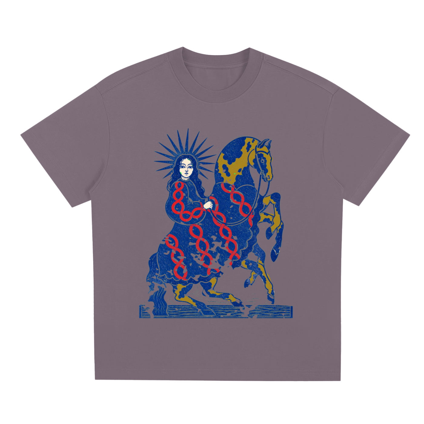 Gray Celestial Rider graphic t-shirt featuring artistic rider artwork inspired by adventure, freedom, and open horizons.