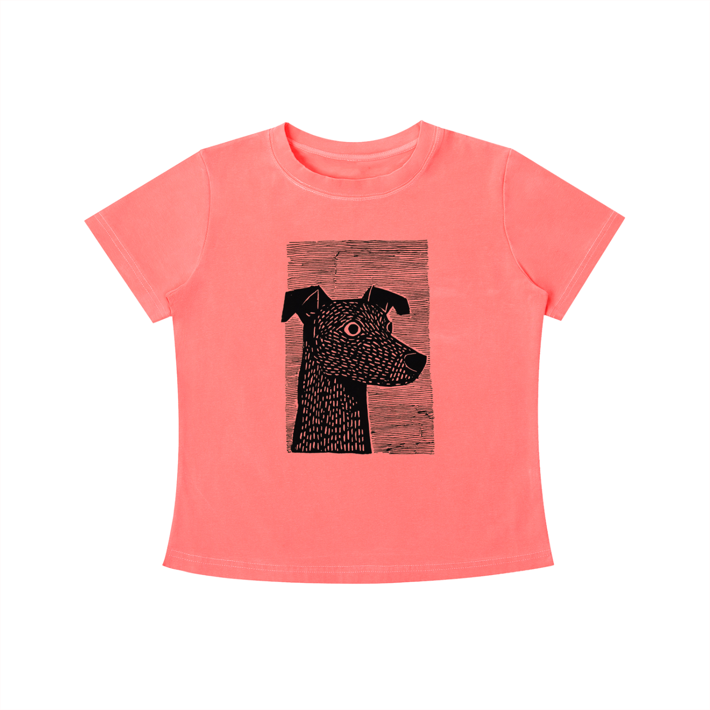 Pink Minimalist Dog Sketch graphic t-shirt featuring hand-drawn dog artwork inspired by pet lovers and simple modern design.
