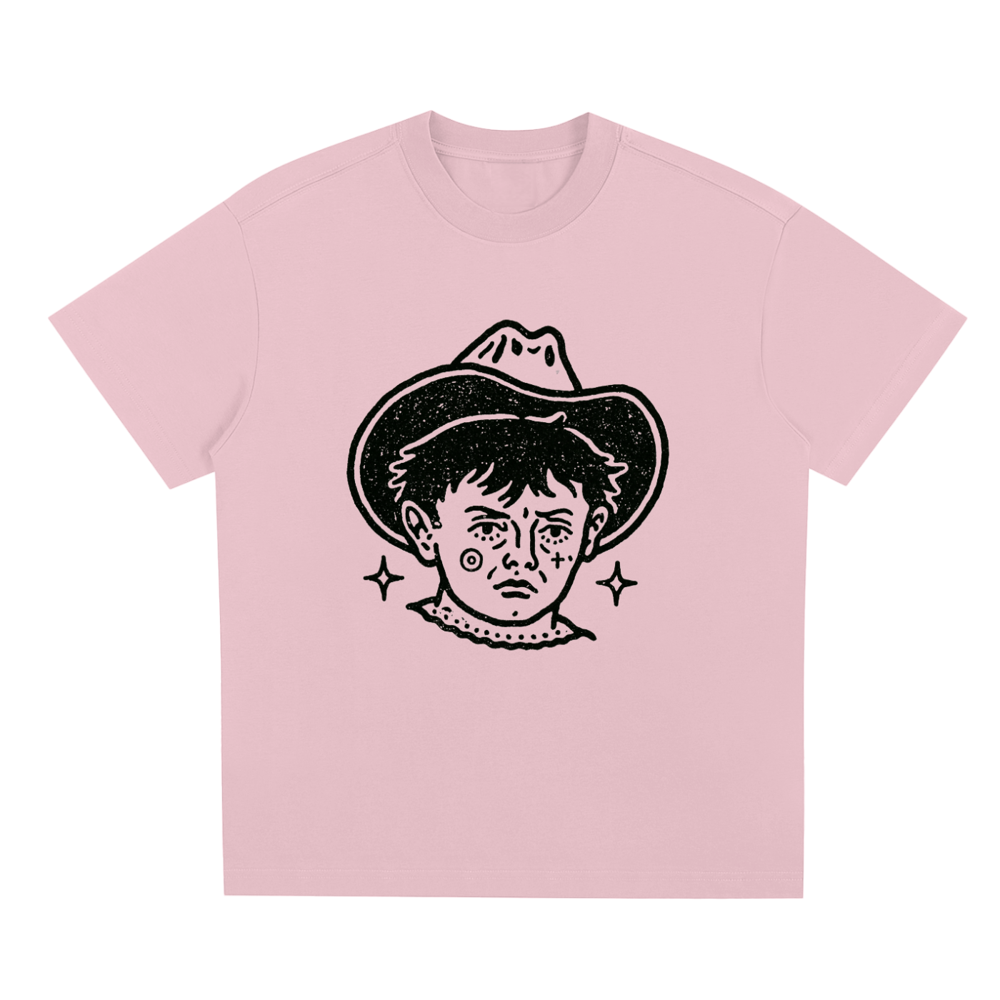 Pink Lonesome Cowboy graphic t-shirt featuring western-inspired artwork celebrating rugged Americana and frontier spirit.