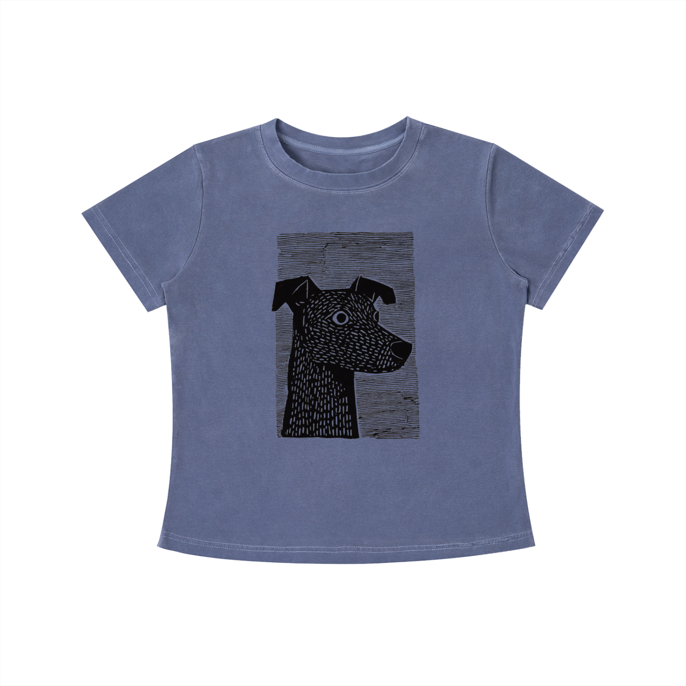 Blue Minimalist Dog Sketch graphic t-shirt featuring hand-drawn dog artwork inspired by pet lovers and simple modern design.