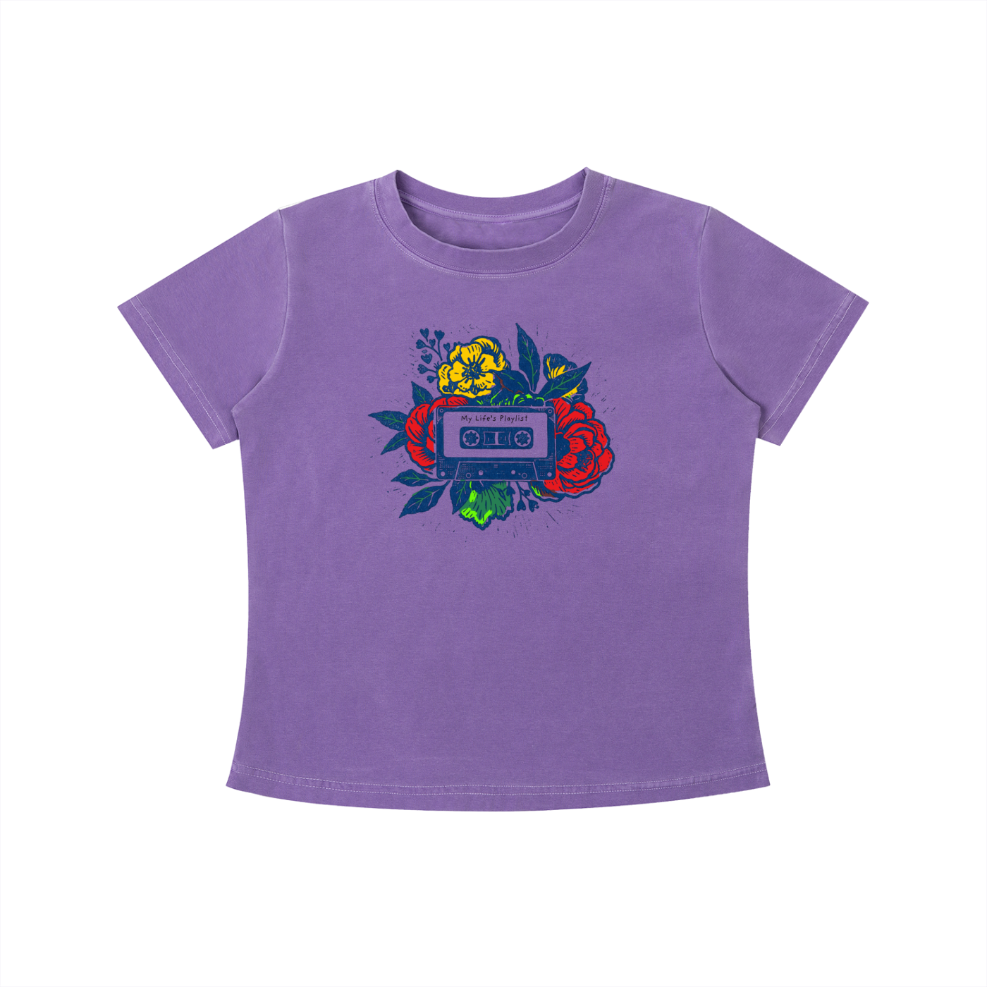 Retro Cassette Floral Graphic Tee