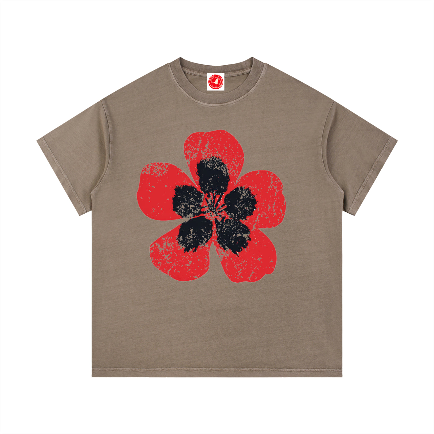Brown Poppy Bloom graphic t-shirt featuring floral artwork inspired by wildflowers, nature, and botanical beauty.