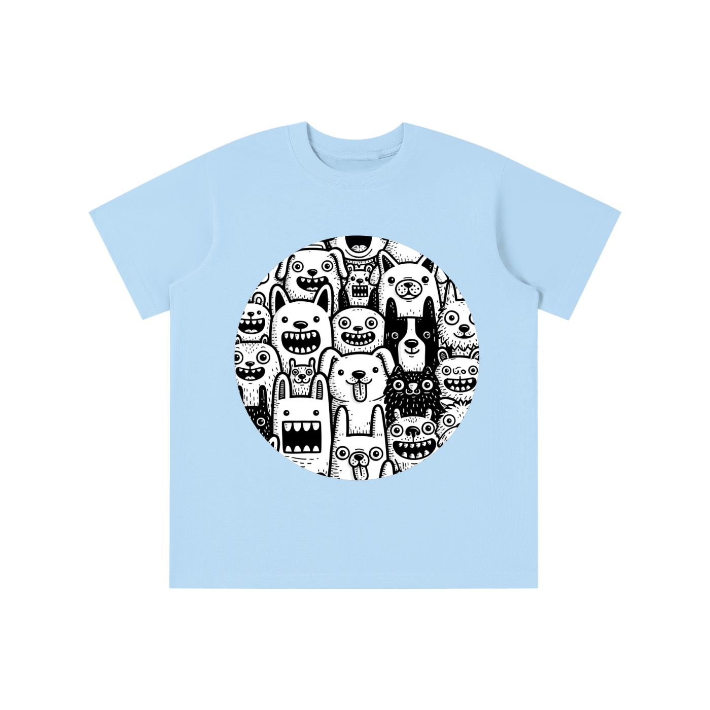 Monster Crowd graphic printed on cotton t-shirt available in multiple colors