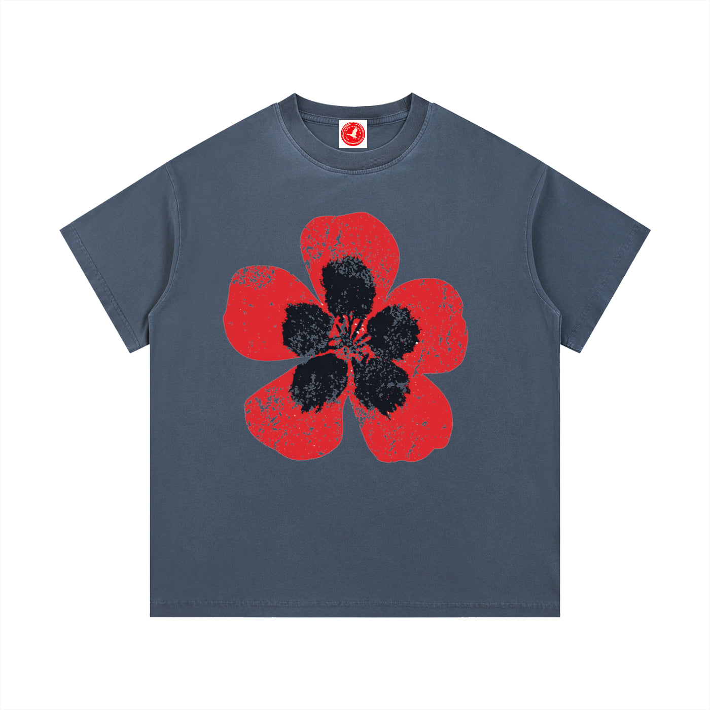 Gray Poppy Bloom graphic t-shirt featuring floral artwork inspired by wildflowers, nature, and botanical beauty.