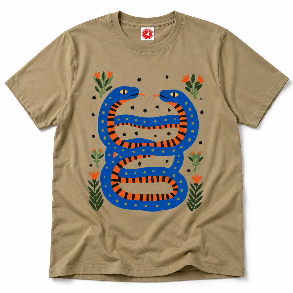 Twin Serpents Seamless Cotton T-Shirt
