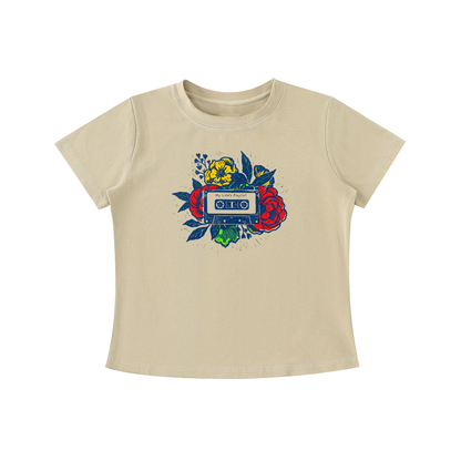Retro Cassette Floral Graphic Tee