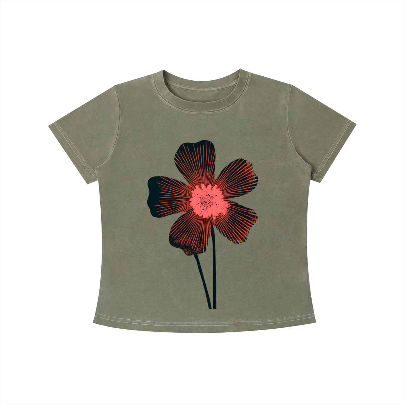 Green Midnight Bloom graphic t-shirt featuring floral artwork inspired by wildflowers, moonlit gardens, and natural beauty.