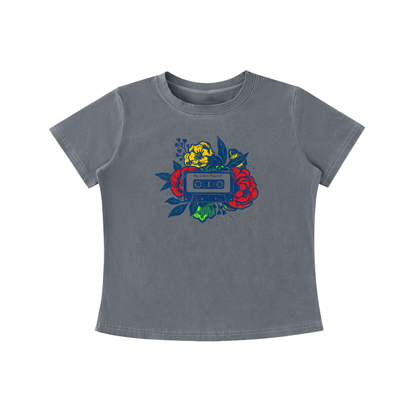 Retro Cassette Floral Graphic Tee