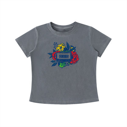 Retro Cassette Floral Graphic Tee